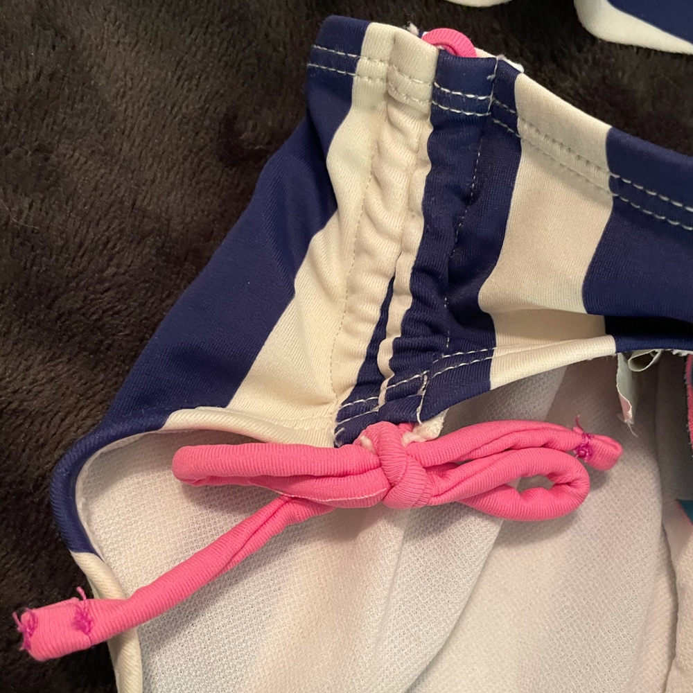 5for$20-Beach Native toddler navy,off-white,pink halter &tiered top bikini-Sz 4T - Picture 9 of 13